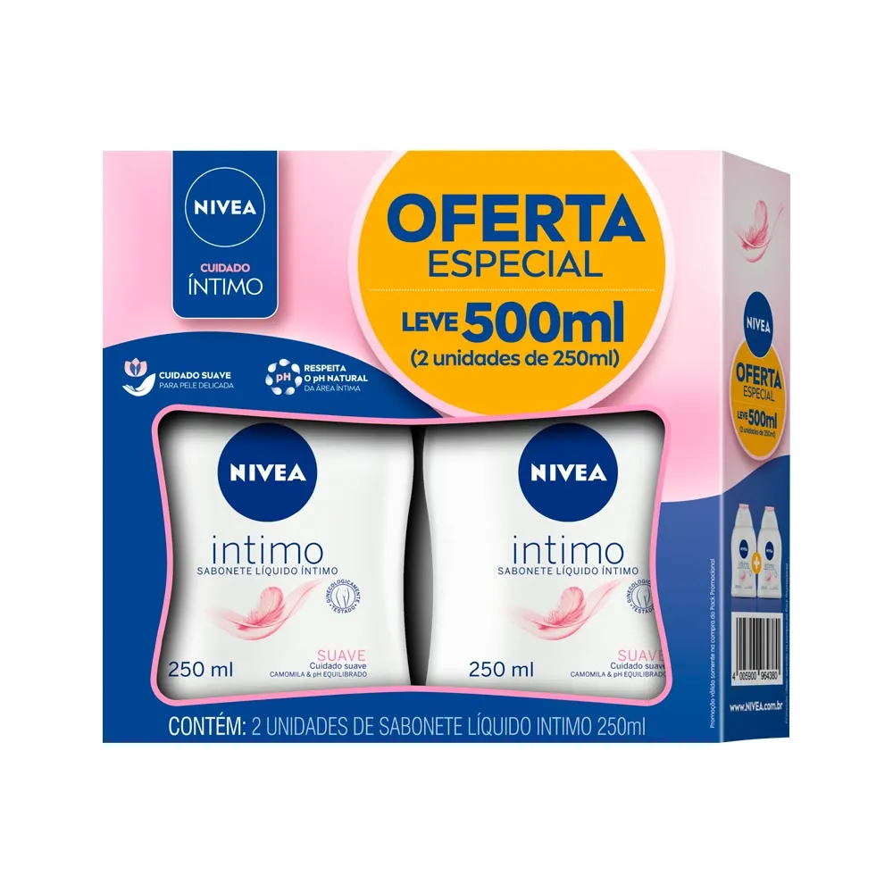 Sabonete Liquido Intimo Nivea Suave Com 2 Unidades 250ml Cada
