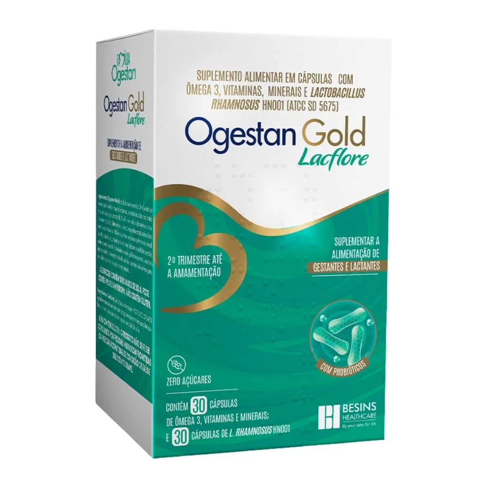 Suplemento Alimentar Ogestan Gold 30 Capsulas + Lacflore 30 Capsulas