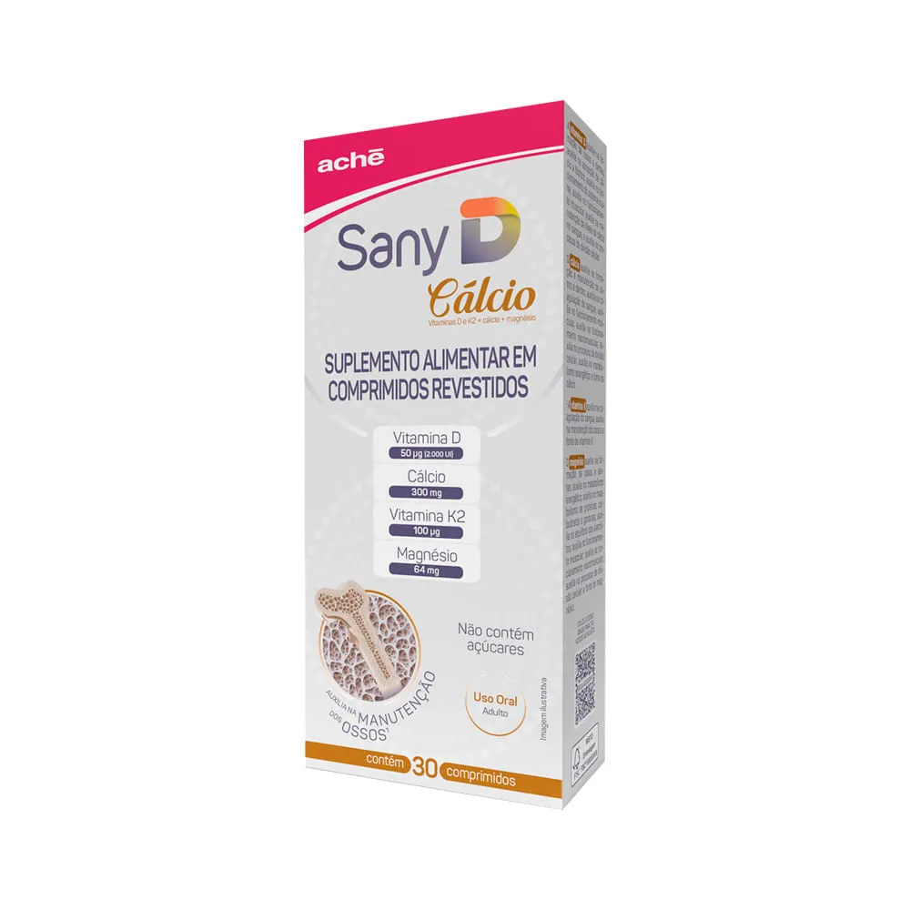 Suplemento Alimentar Sany D Vitamina D 2.000ui + Cálcio 300mg 30 Comprimidos