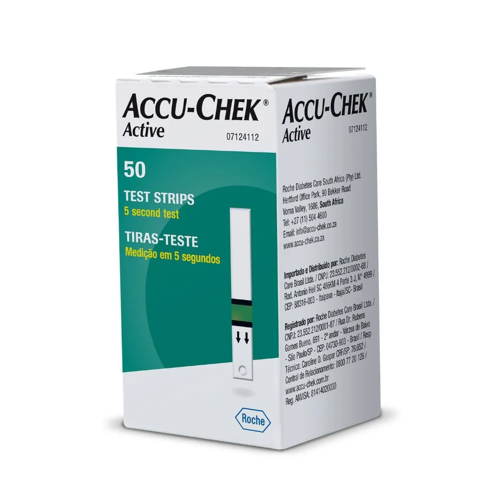 Tira De Teste De Glicose Accu-chek Active 50 Unidades