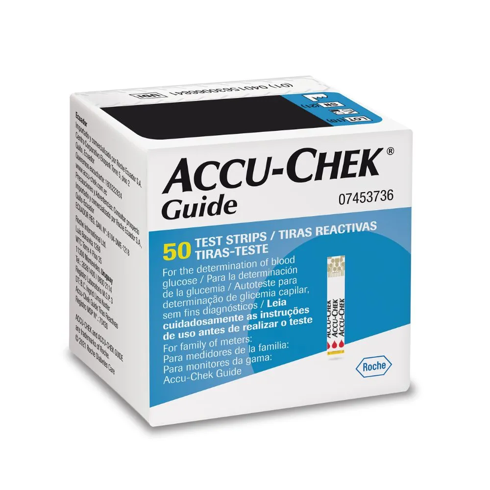 Tira De Teste De Glicose Accu-chek Guide 50 Unidades