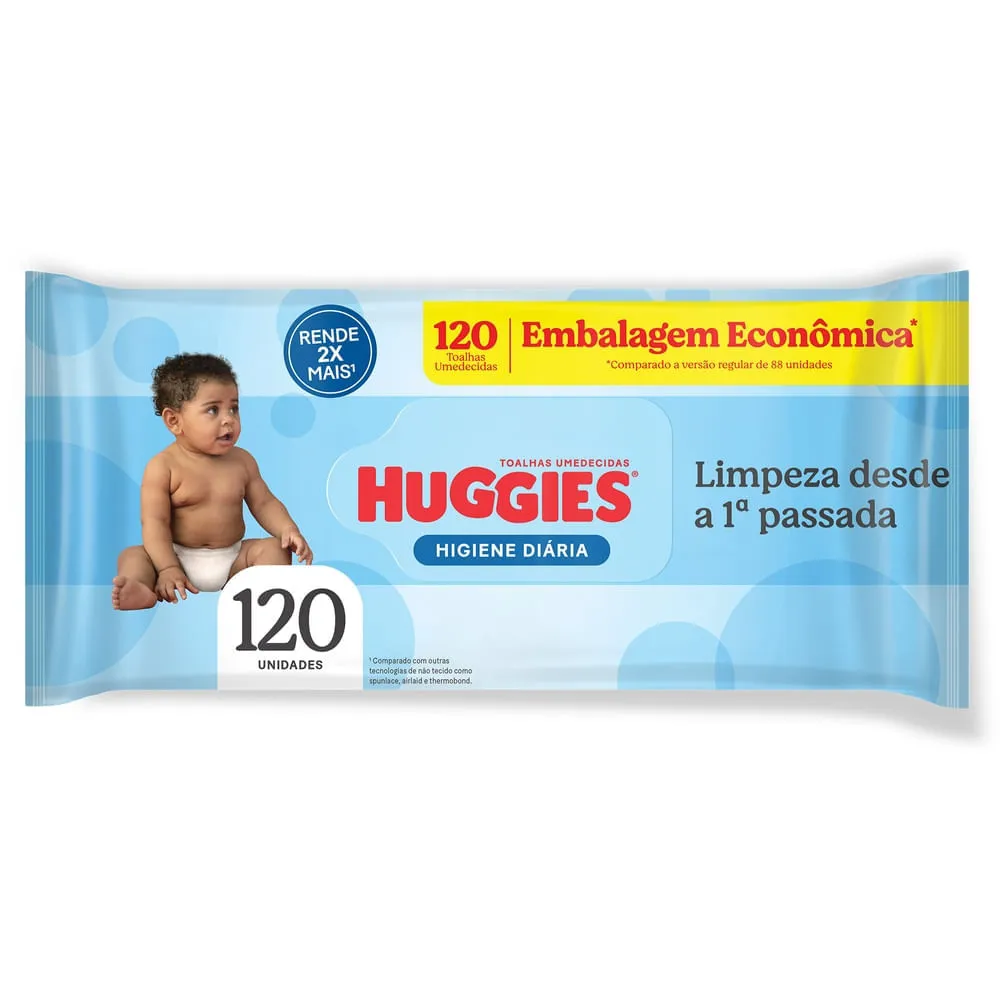 Toalha Umedecida Huggies Higiene Diária 120 Unidades
