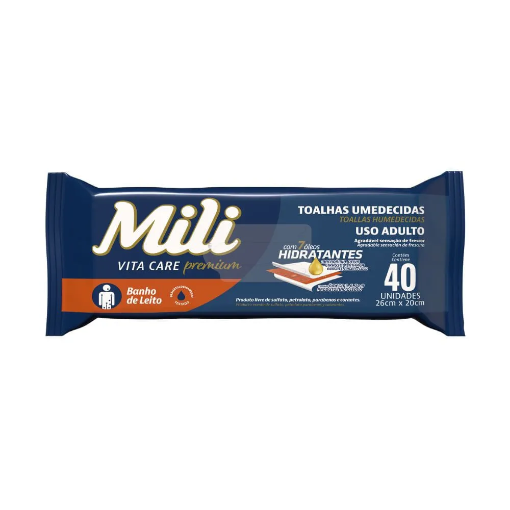 Toalha Umedecida Mili Vita Com 40 Unidades