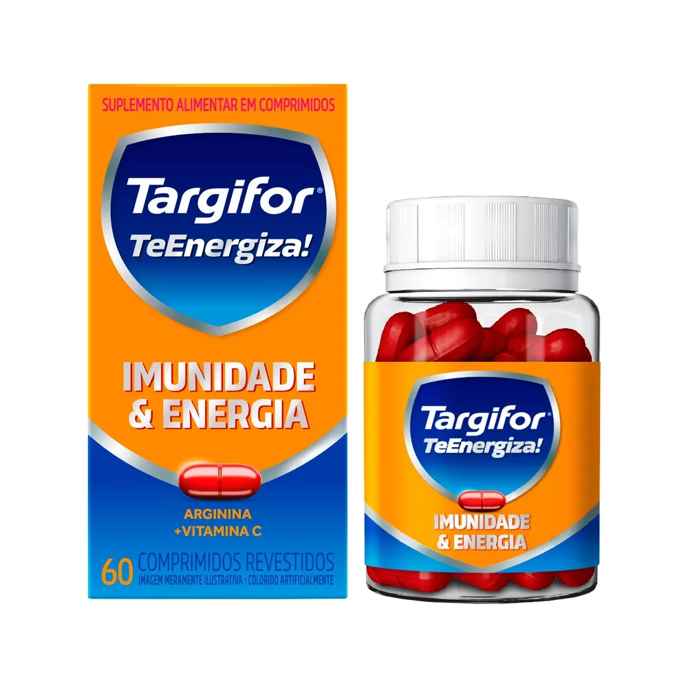 Vitamina C 500mg + Arginina 500mg Targifor Te Energiza Imunidade E Energia 30 Comprimidos
