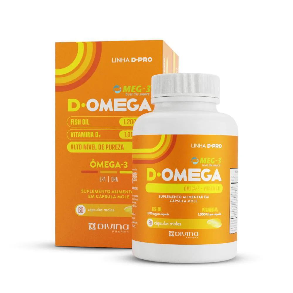 Vitamina D 1.000ui + Óleo de Peixe com 60 cápsulas – D.ômega