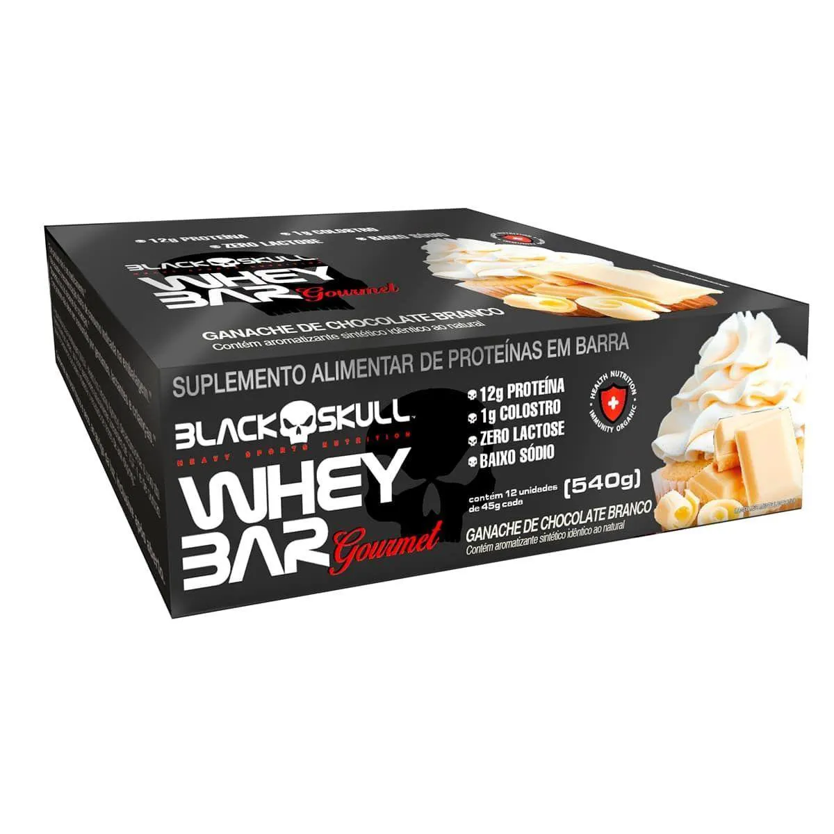 WHEY BAR GOURMET – 12 UNIDADES 45G CHOCOLATE BRANCO – BLACK SKULL